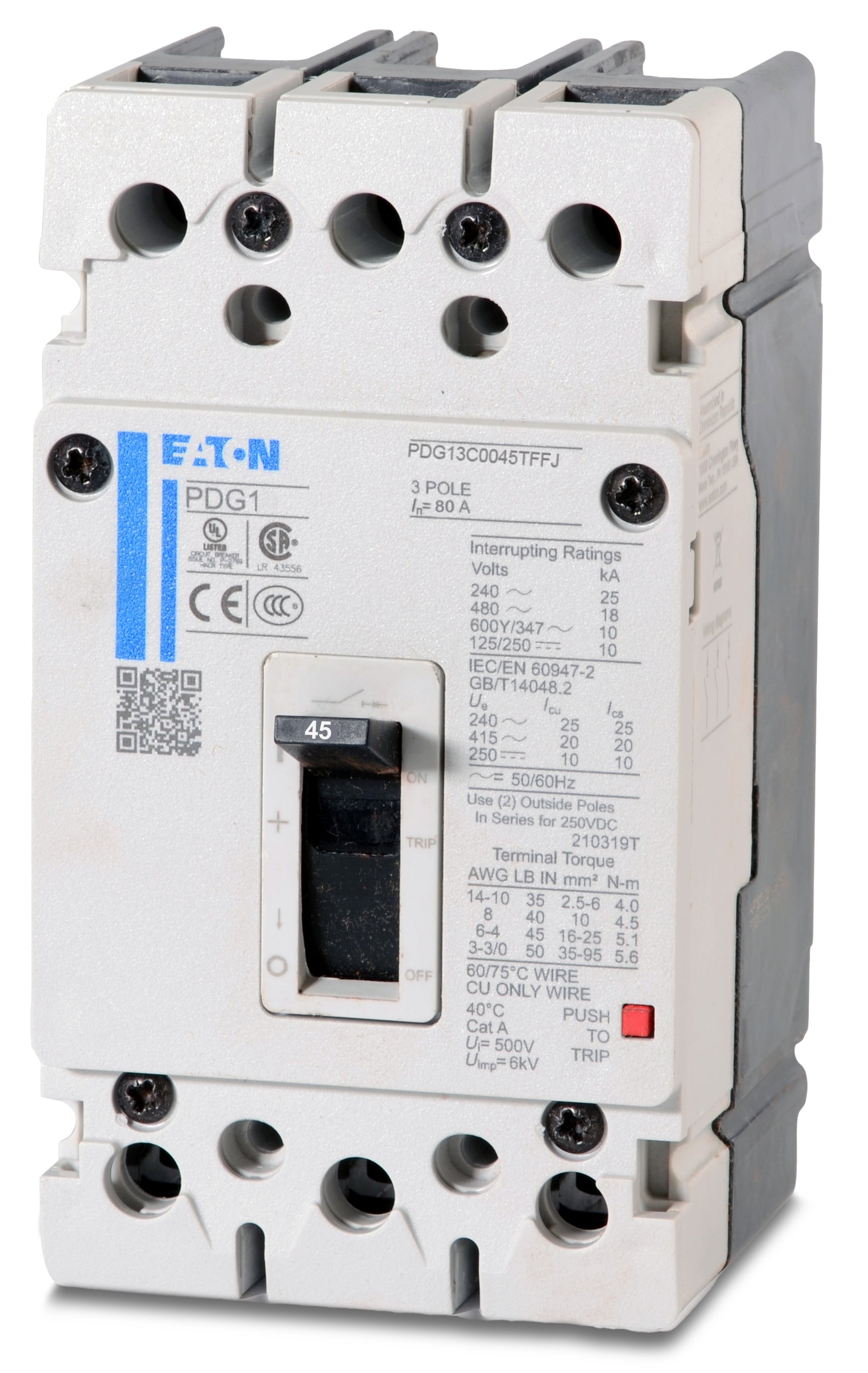 Cutler-Hammer PDG13C0045TFFJ Molded Case Circuit Breaker – SuperBreakers