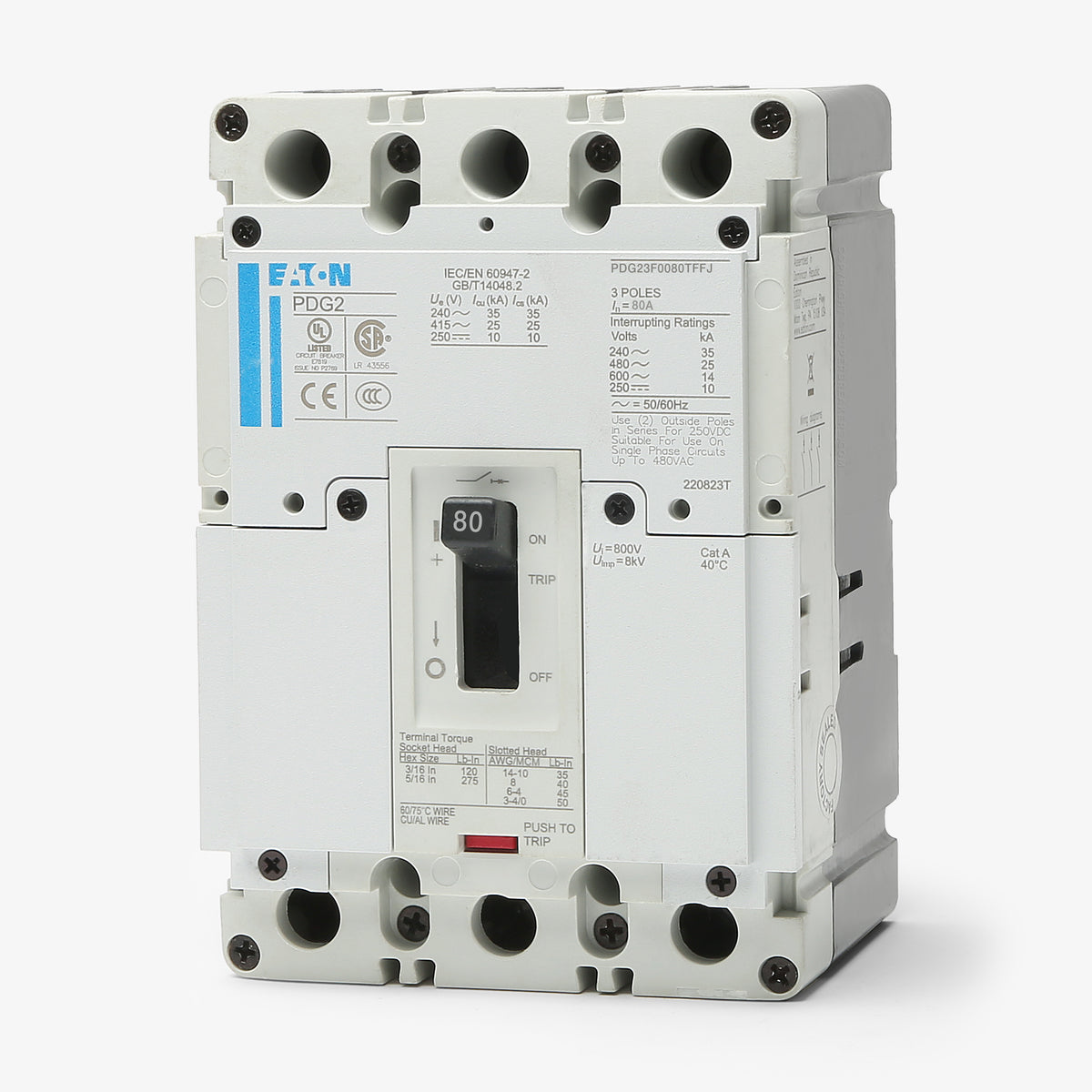Eaton / Cutler-Hammer PDG23F0080TFFJ - 80A 3 Pole Molded Case Circuit Breaker