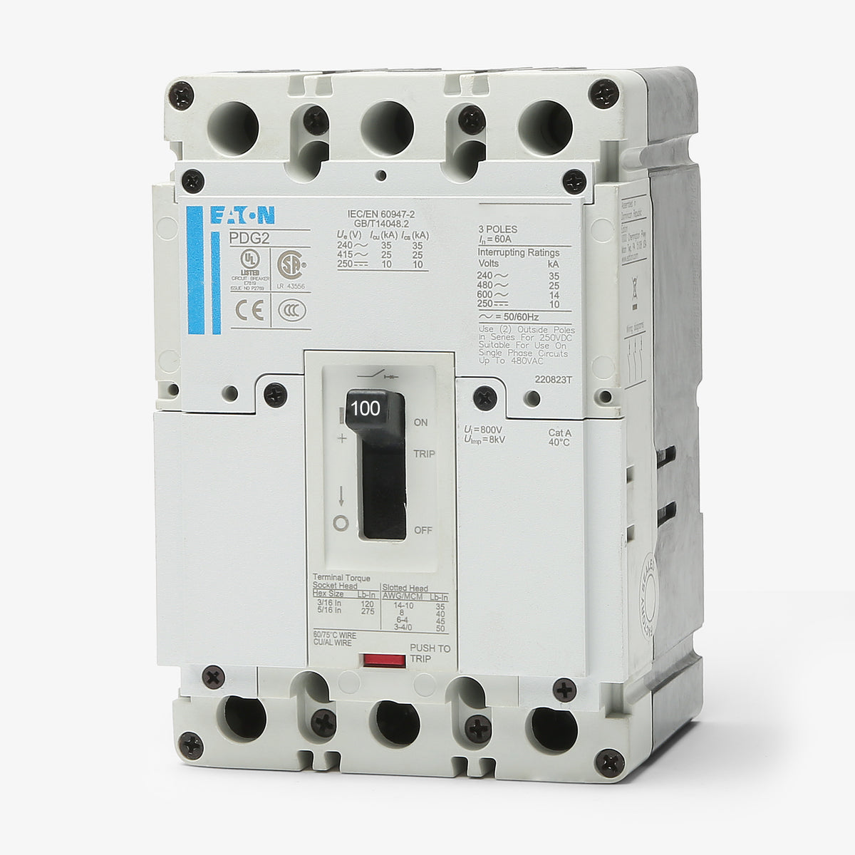 Eaton / Cutler-Hammer PDG23F0100TFFL - 100A 3 Pole Molded Case Circuit Breaker