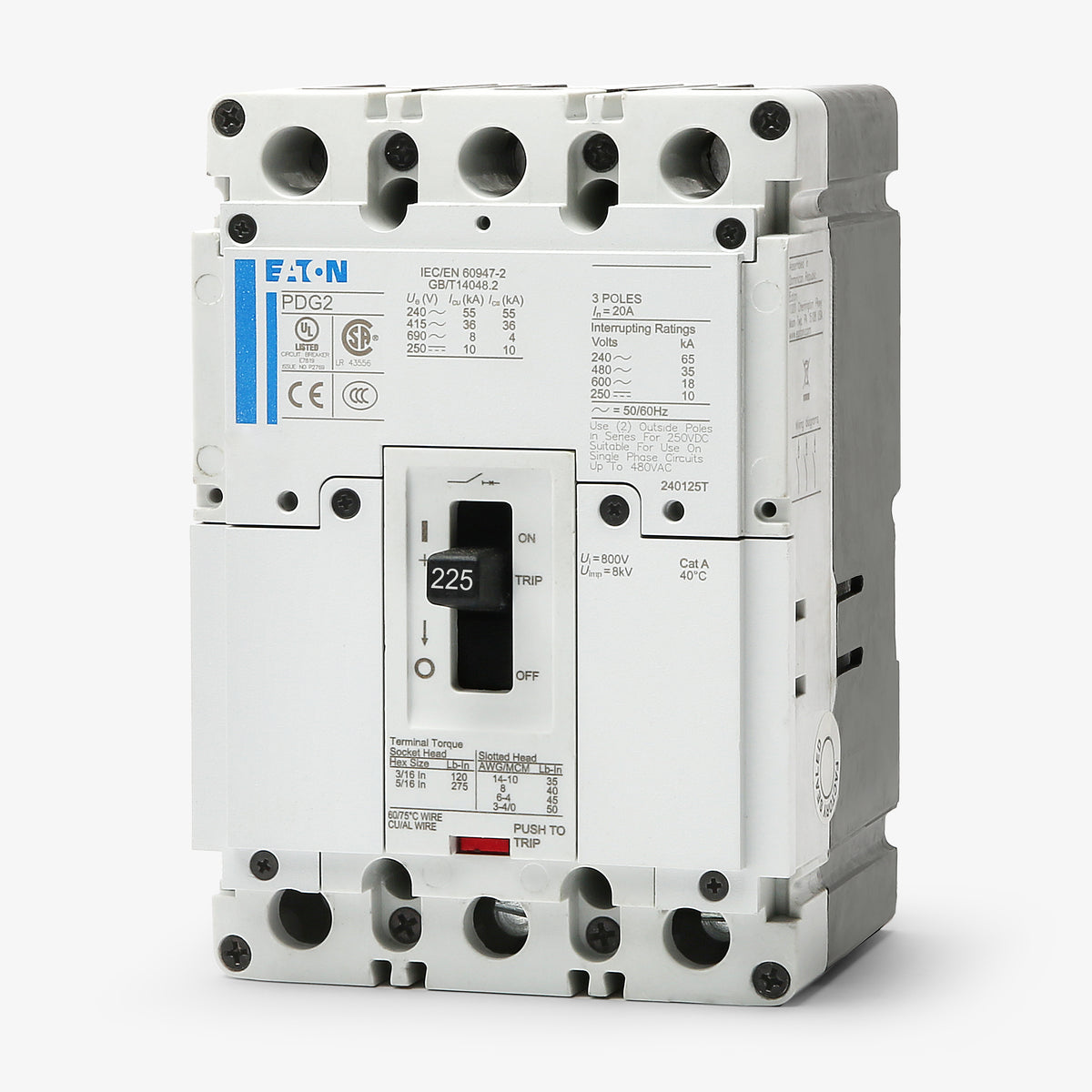Eaton / Cutler-Hammer PDG23P0225TFFL - 225A 3 Pole Molded Case Circuit Breaker