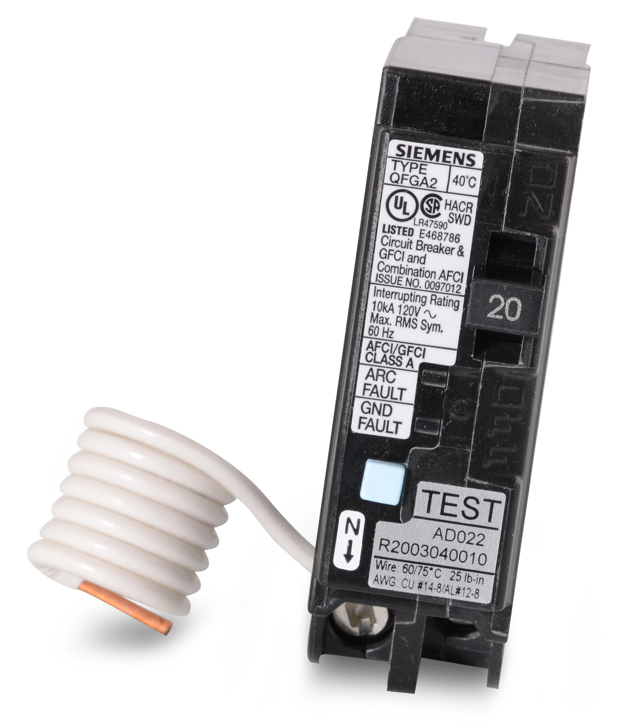 Siemens Q120DF - 20A Dual Function Miniature Circuit Breaker