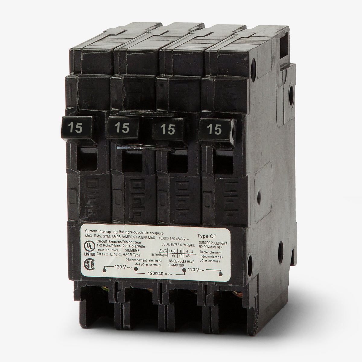 Siemens Q21515CT - 15A Triplex Miniature Circuit Breaker