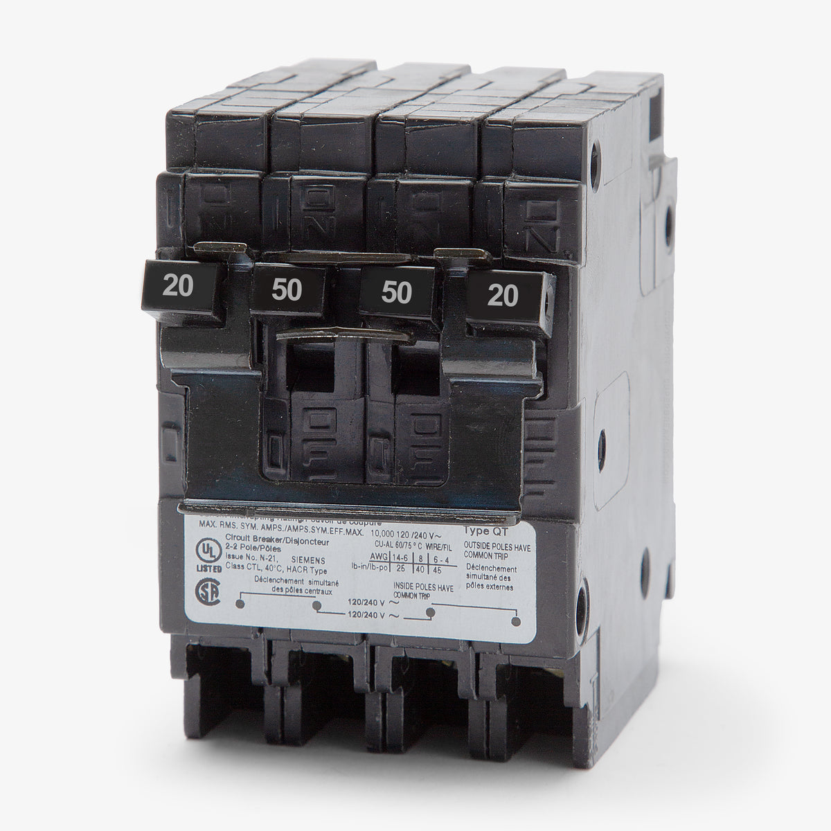 Siemens Q22050CT2 - 20/50A Quadplex Miniature Circuit Breaker