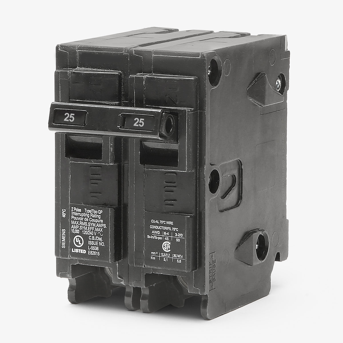 Siemens Q225 - 25A 2 Pole Miniature Circuit Breaker