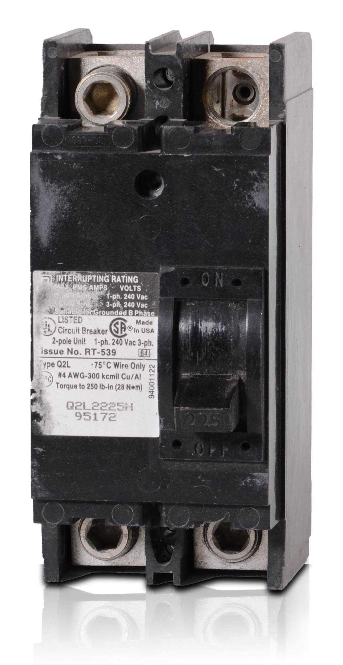 Square D Q2L2225H - 225A 2 Pole Molded Case Circuit Breaker