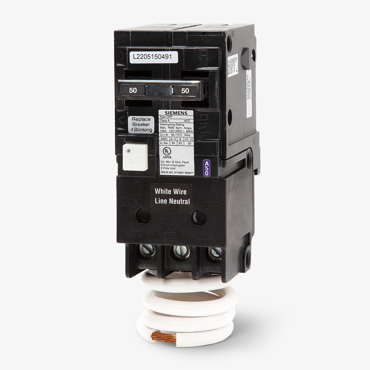 Siemens QF250A - 50A GFCI Miniature Circuit Breaker
