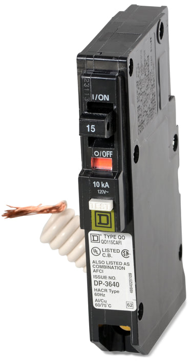 Square D QO115CAFIC - 15A AFCI Miniature Circuit Breaker