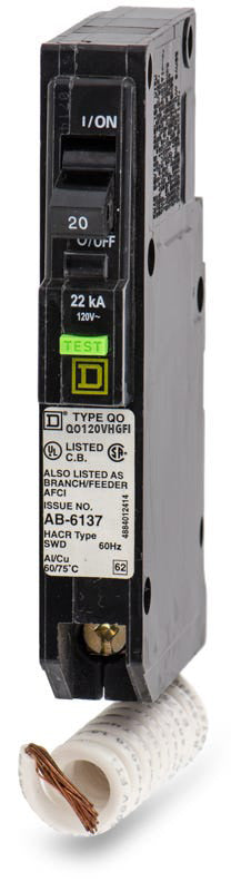 Square D QO120VHGFI - 20A GFCI Miniature Circuit Breaker