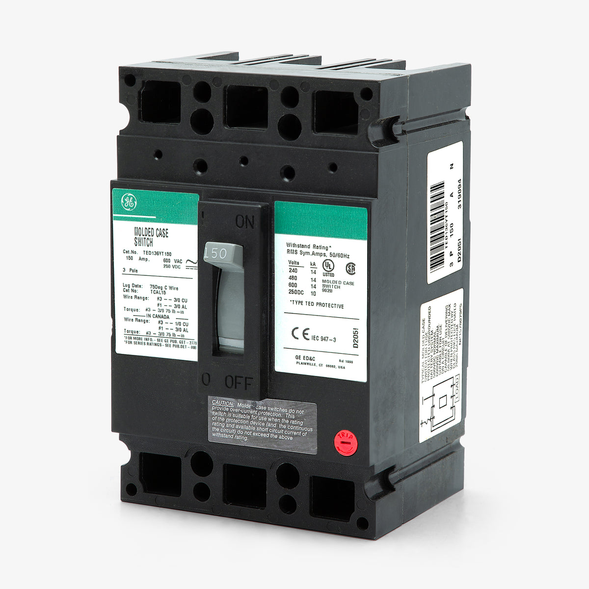 ABB / General Electric TED136YT150 - 150A 3 Pole Molded Case Switch