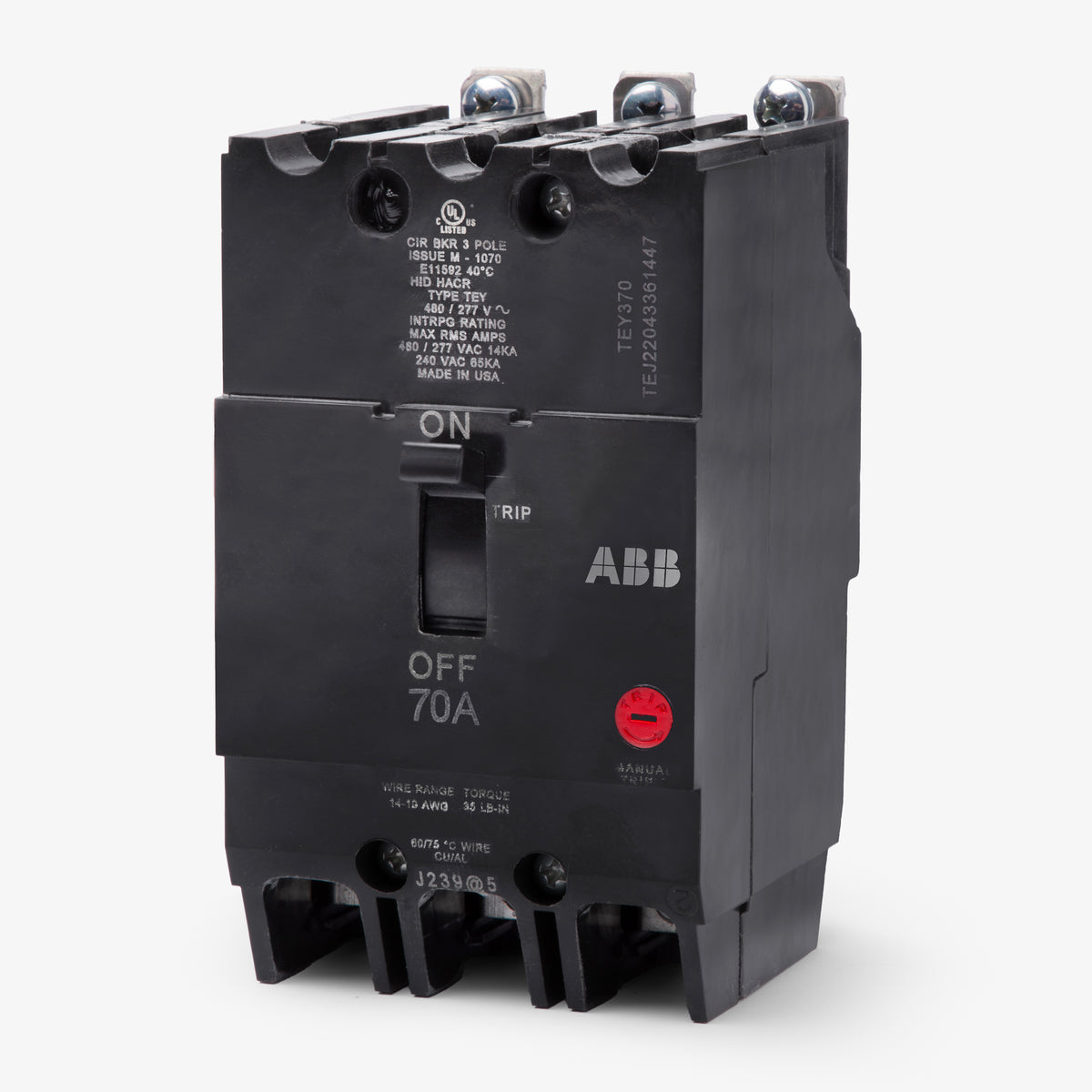 ABB / General Electric TEY370 - 70A 3 Pole Miniature Circuit Breaker