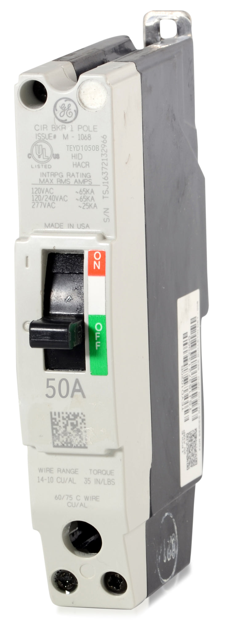 ABB / General Electric TEYD1050B - 50A 1 Pole Miniature Circuit Breaker