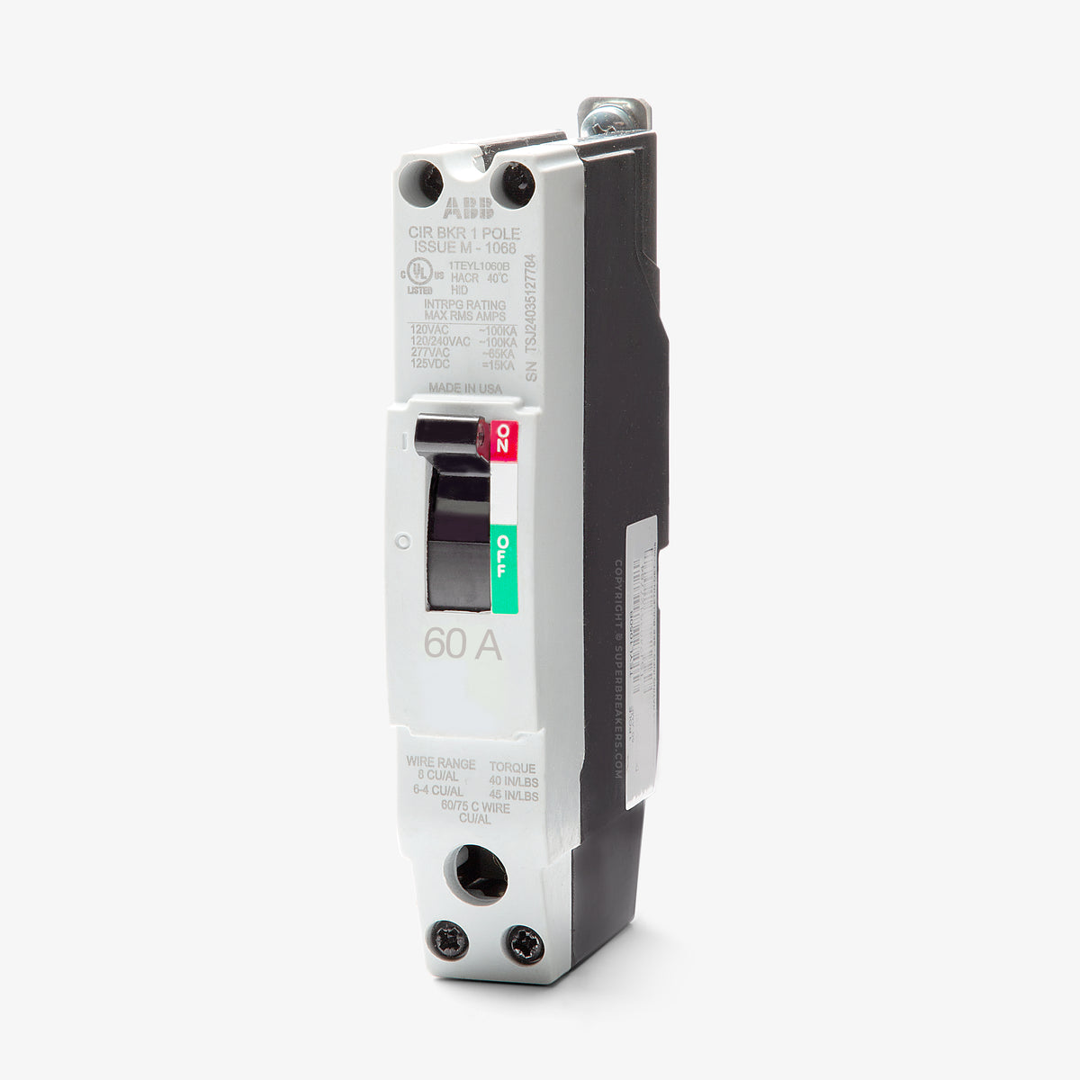 ABB / General Electric TEYL1060B - 60A 1 Pole Molded Case Circuit Breaker