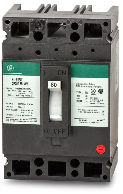 ABB / General Electric THED124080WL - 80A 2 Pole Molded Case Circuit Breaker