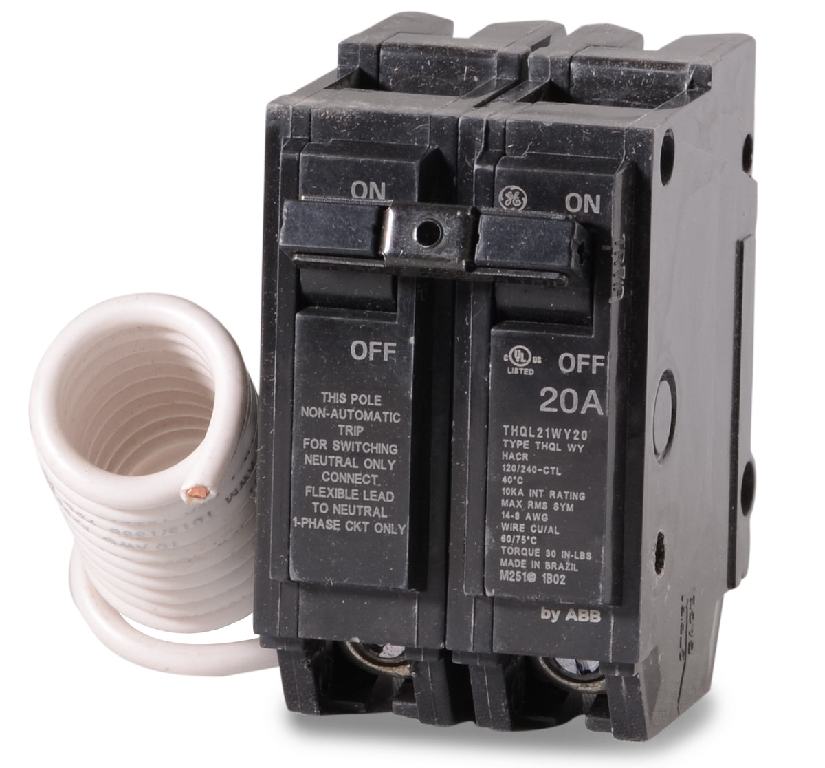 ABB / General Electric THQL21WY20 - 20A 2 Pole Molded Case Circuit Breaker