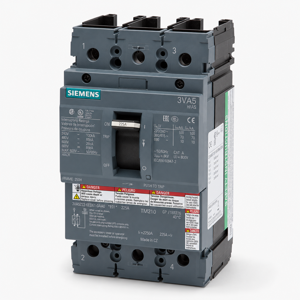 Siemens 3VA5222-6ED61-0AA0 - 225A 2 Pole Molded Case Circuit Breaker