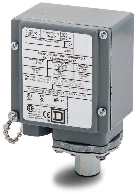 Square D 9012GAW2 Pressure Switch