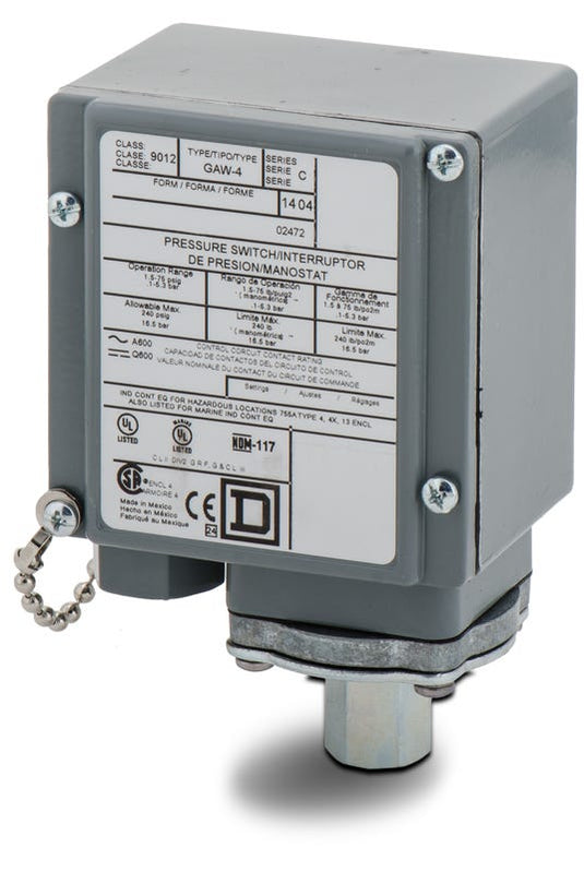 Square D 9012GAW4 Pressure Switch