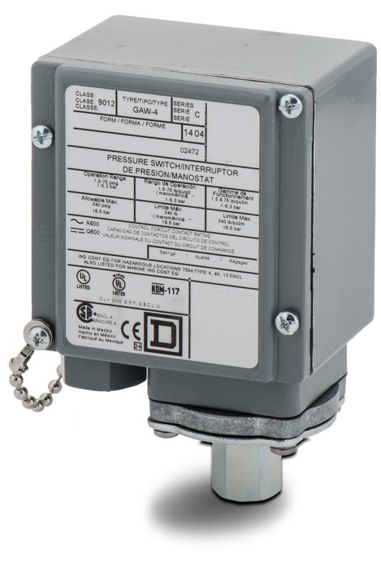 Square D 9012GAW4 Pressure Switch