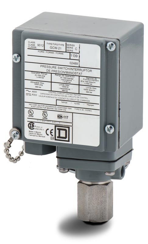 Square D 9012GCW21 Pressure Switch
