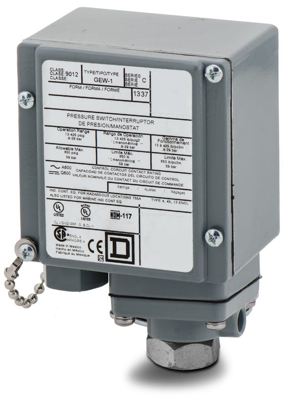 Square D 9012GEW1 Pressure Switch