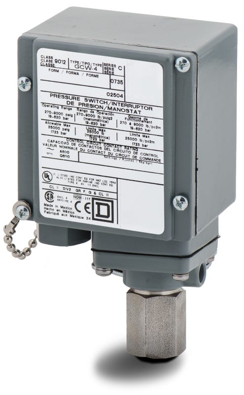 Square D 9012GCW4 Pressure Switch