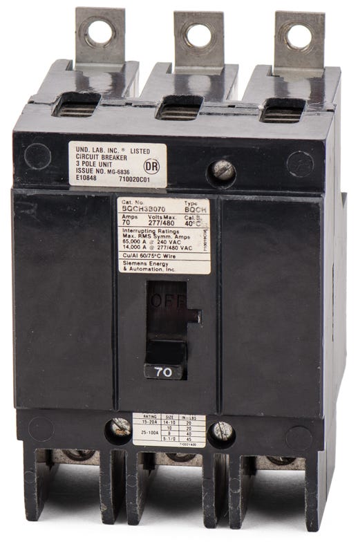 Siemens BQCH3B070 3 Pole Circuit Breaker