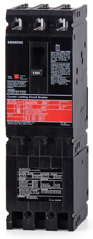 Siemens CED63B100L 3 Pole Circuit Breaker