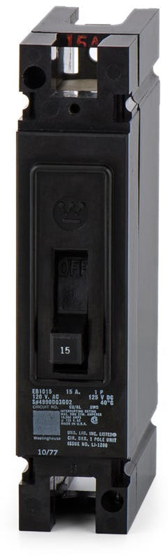 Westinghouse EB1015 1 Pole Circuit Breaker