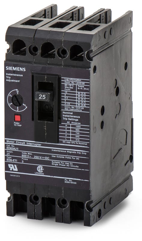 Siemens ED63A025 3 Pole Circuit Breaker