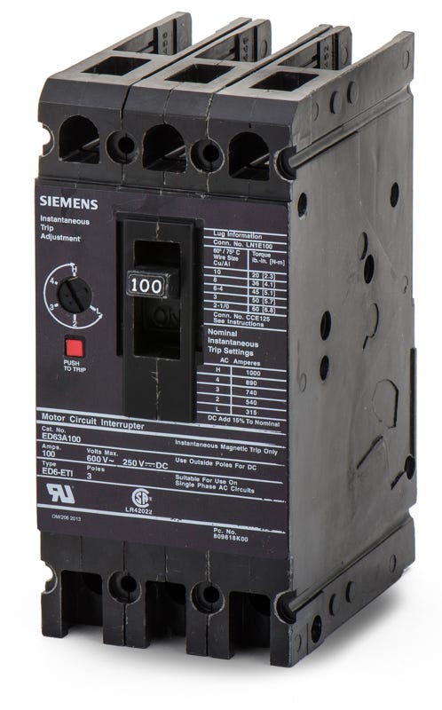 Siemens ED63A100 3 Pole Circuit Breaker