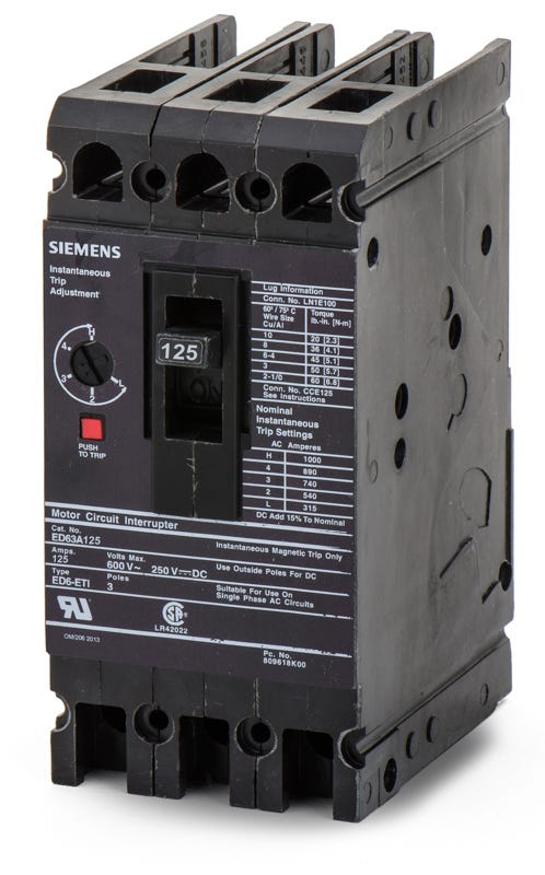 Siemens ED63A125 3 Pole Circuit Breaker