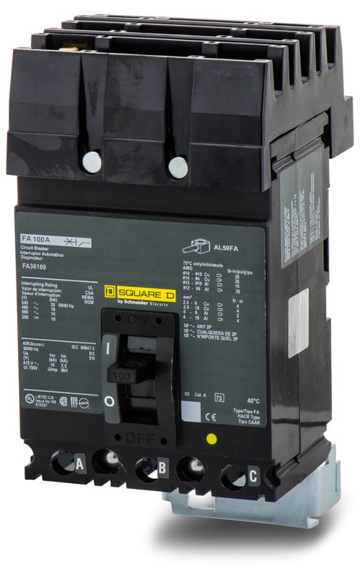 バーバリー アンサンブル 100A Square D FA36100 3 Pole Circuit Breaker – SuperBreakers