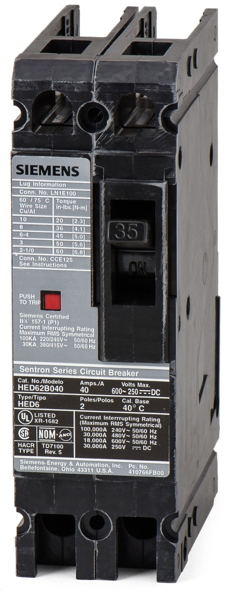 Siemens HHED62B035 2 Pole Circuit Breaker
