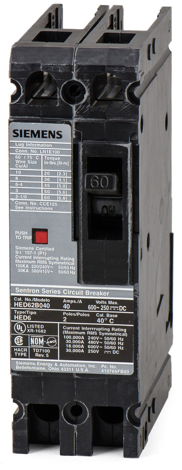 Siemens HHED62B060 2 Pole Circuit Breaker