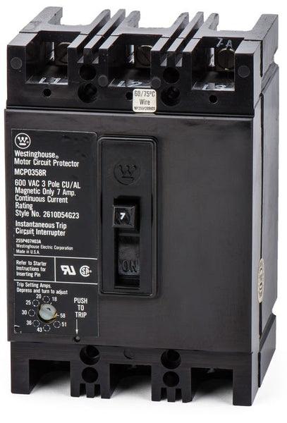 Salvamotore Westinghouse MCP0358, Protezione Circuito 3 Poli, 7A HI / 18 LO - Cutler-Hammer