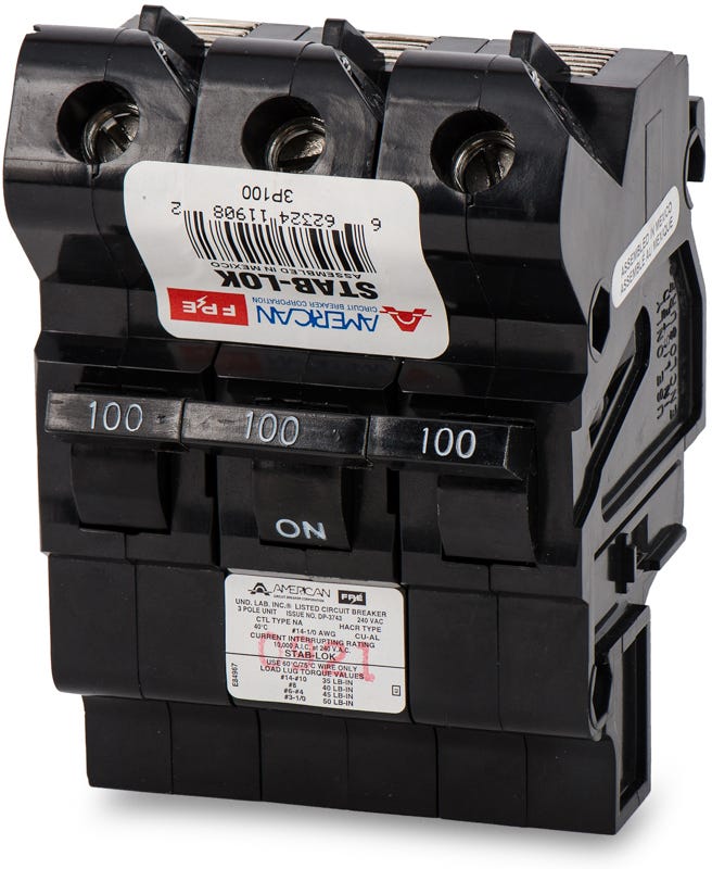 Federal Pacific NA3P100 3 Pole Circuit Breaker