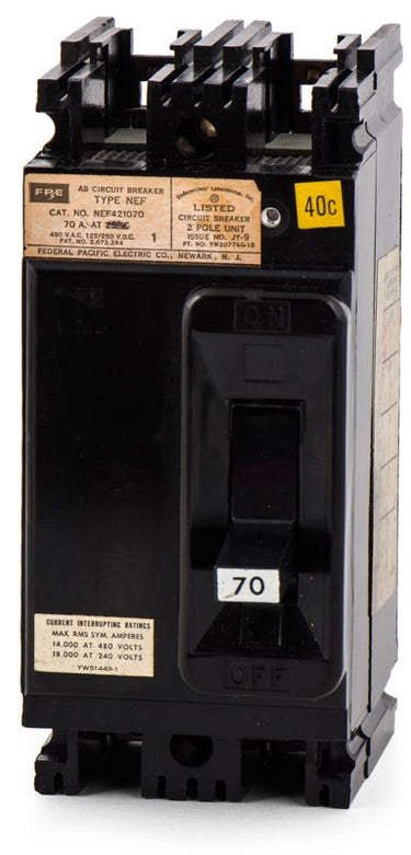 Federal Pacific NEF421070 2 Pole Circuit Breaker