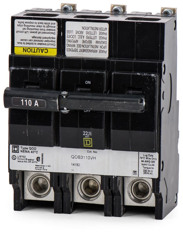 Square D QOB3110VH 3 Pole Circuit Breaker SuperBreakers