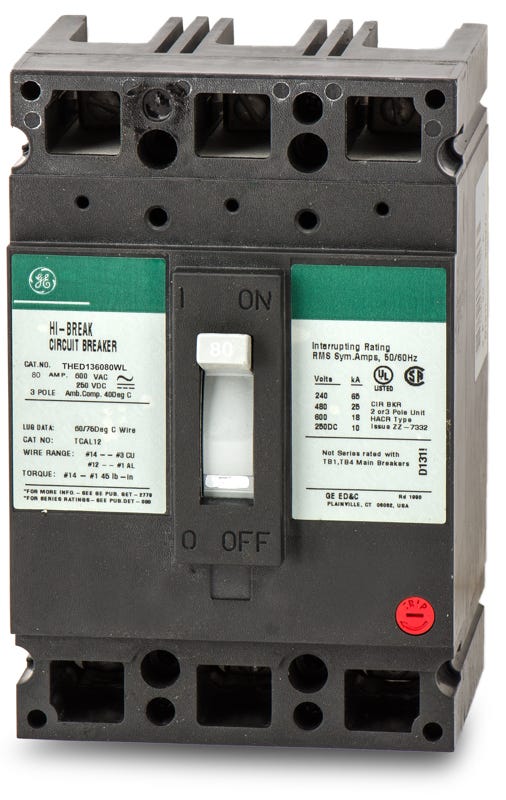 General Electric THED136080WL 3 Pole Circuit Breaker