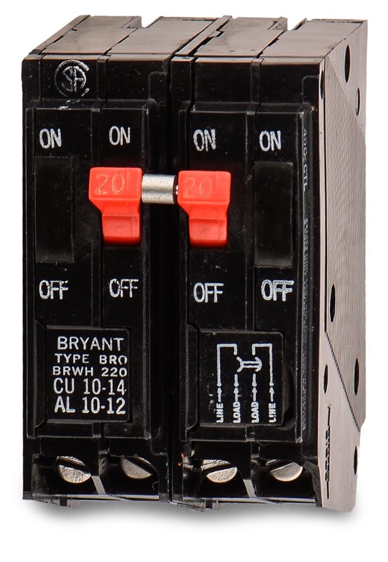 Bryant BRWH220 1 Pole PlugOn Water Heater Breaker SuperBreakers