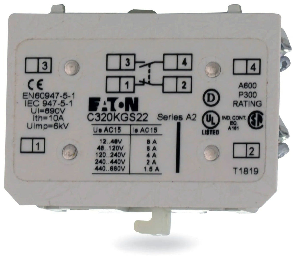 Eaton C320KGS22 Auxiliary Contact