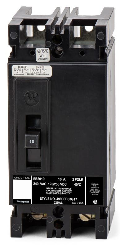 Westinghouse EB2010 2 Pole Circuit Breaker