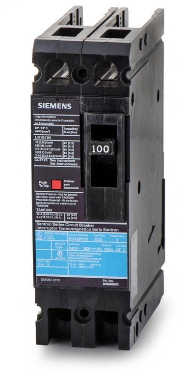 Siemens ED22B100L 2 Pole Circuit Breaker