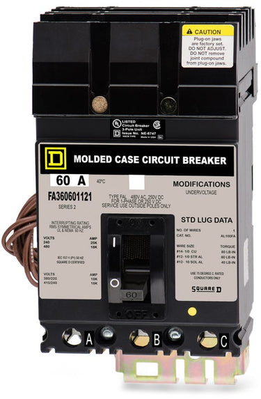 Square D FA36060-1121 3 Pole Circuit Breaker