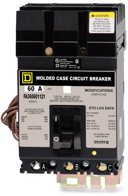 Square D FA36060-1121 3 Pole Circuit Breaker