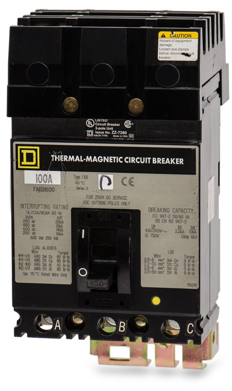 Square D FAB36100 3 Pole Circuit Breaker