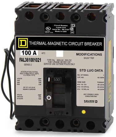 Square D FAL36100-1021 3 Pole Circuit Breaker