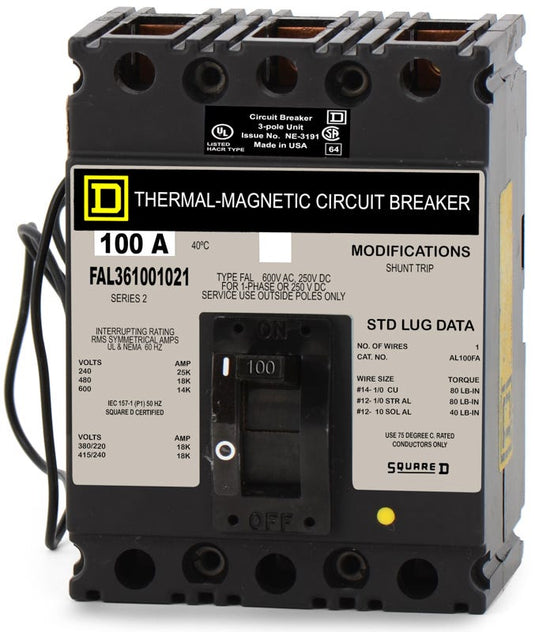 Square D FAL36100-1021 3 Pole Circuit Breaker