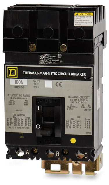 Square D FCB34100 3 Pole Circuit Breaker