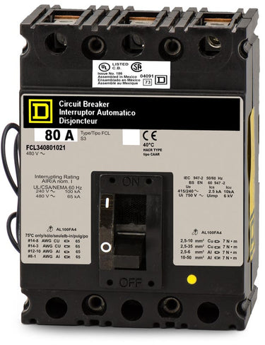 Square D FCL340801021 3 Pole Circuit Breaker
